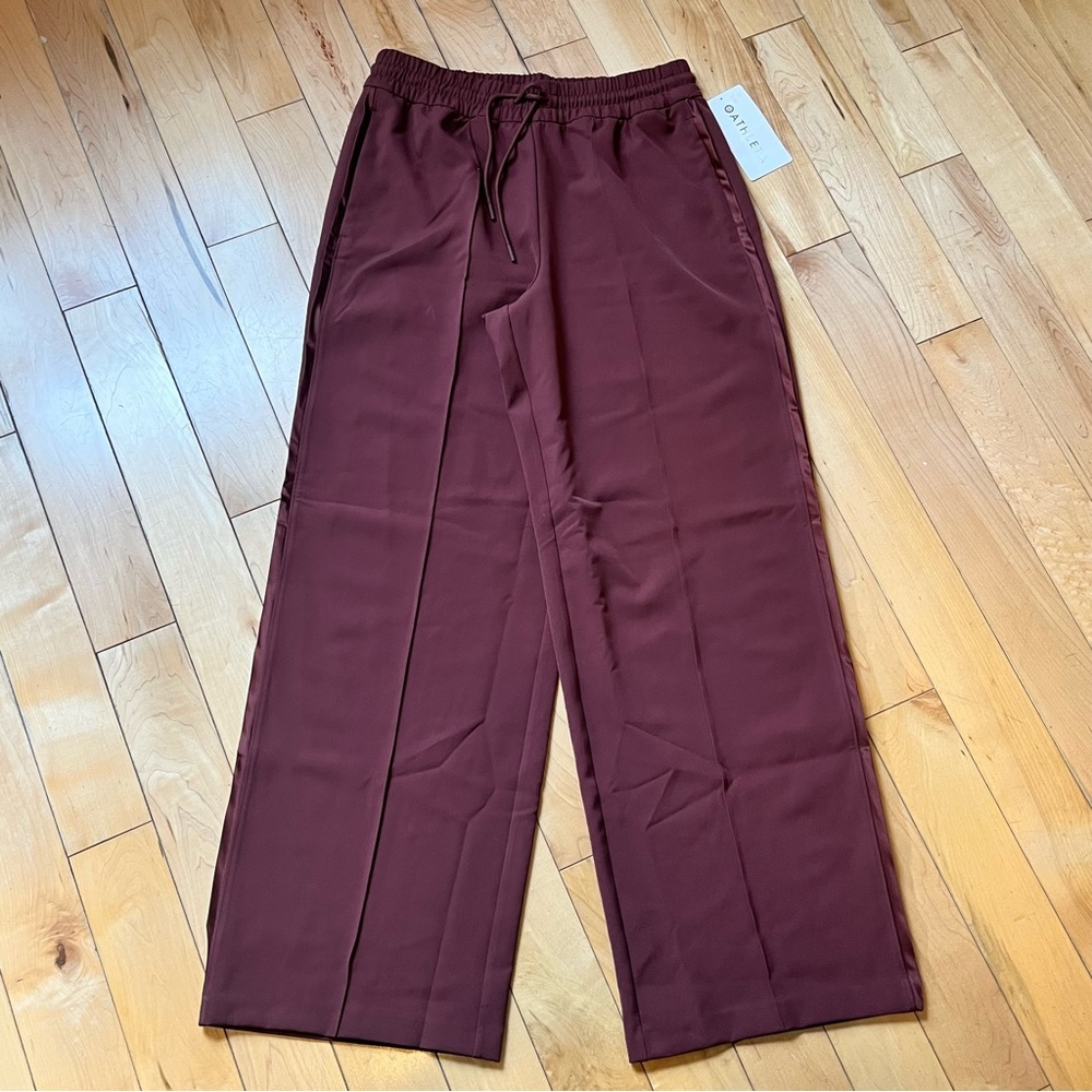 NWT The Athleta Endeavor High Rise Relaxed Wide Leg Pants Small burgundy reddish - Picture 2 of 10